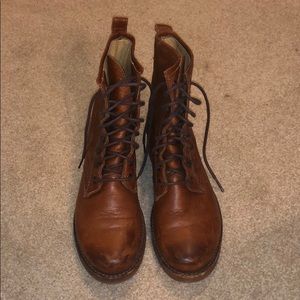 Frye Veronica Combat Boots Cognac